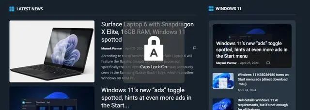 惠普win11切换大小写屏幕中间有提示怎么关闭?